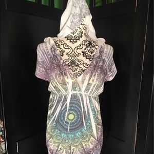 Mandala  print boho dress with hood